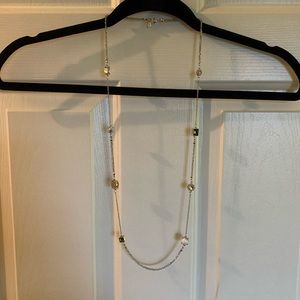 LOFT Silver Multi-Stone Long Station Necklace